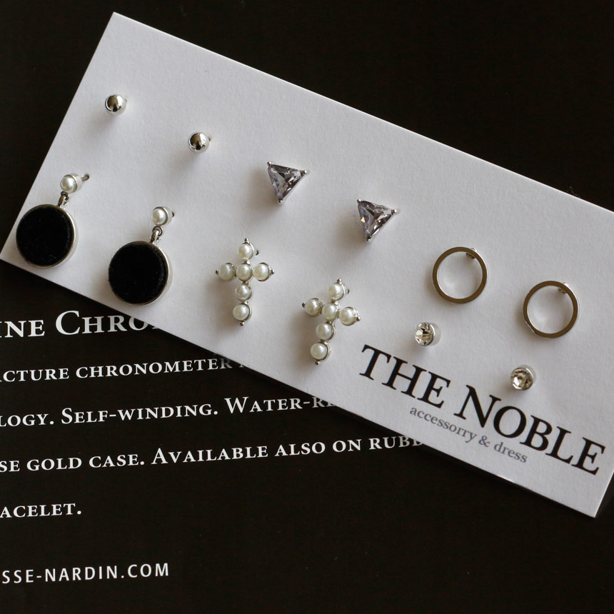 Black Velvet Mini Earrings Set Bold Modern Cubic D