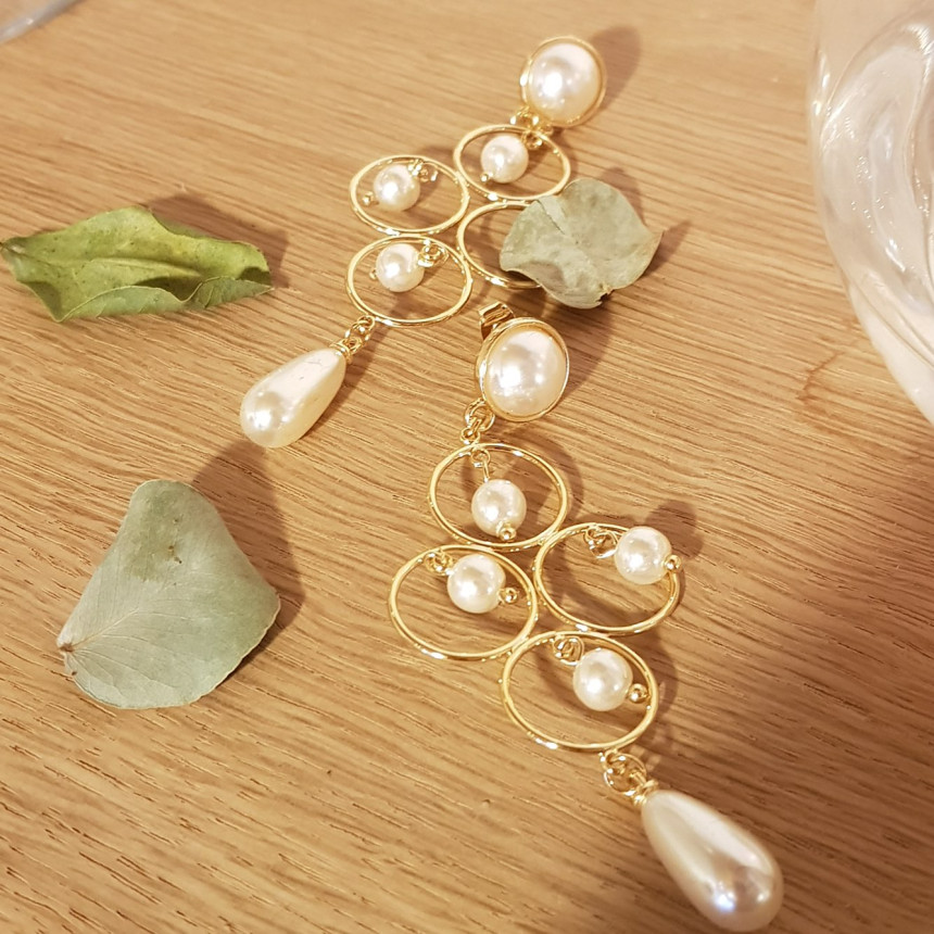 Queen Pearl Drop Earrings Classic Look Glam Sexy M