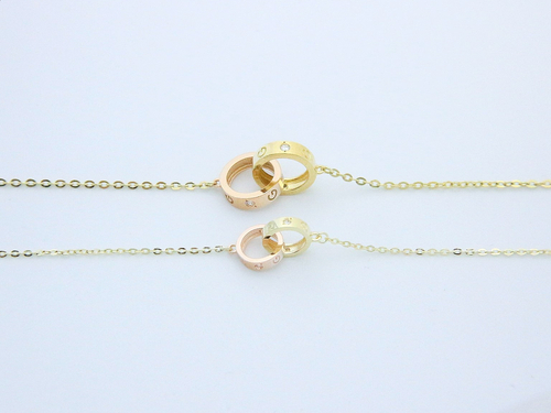 Lovely pink yellow necklace 14k ring 14k couple 14