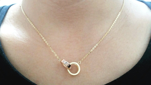 Lovely pink yellow necklace 14k ring 14k couple 14