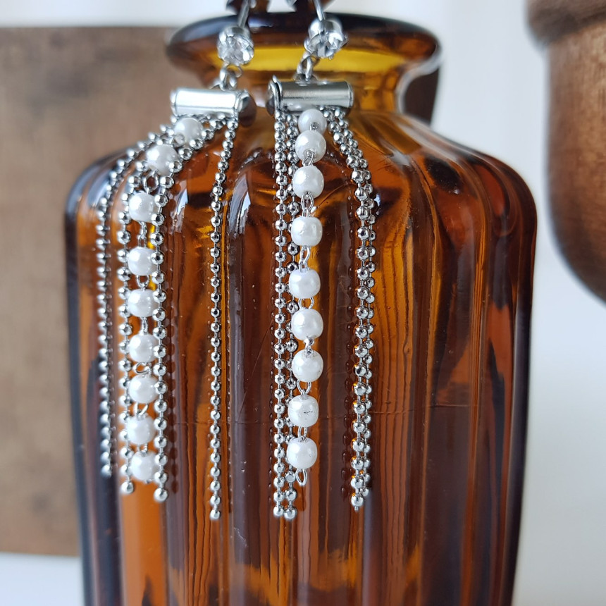 Garni cubic pearl drop earrings Daily coordination