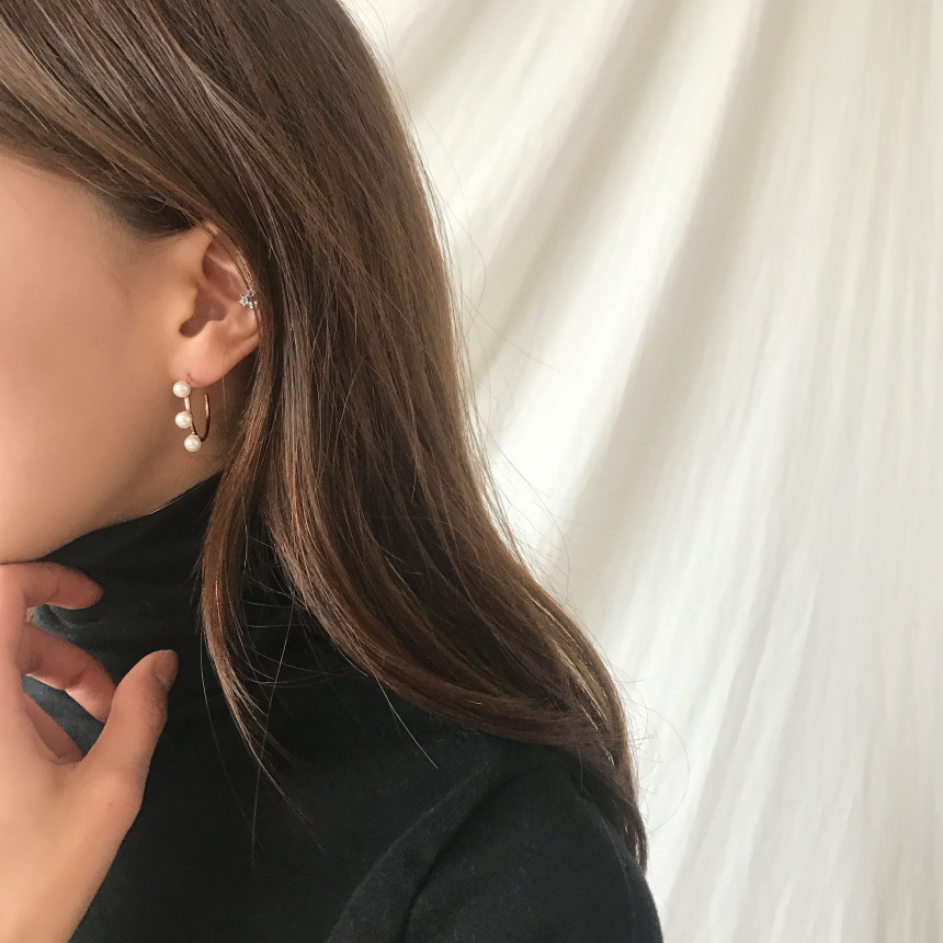 Dos Pearl Circle Earring Date Look Women's Earr