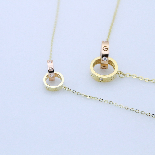 Lovely pink yellow necklace 14k ring 14k couple 14