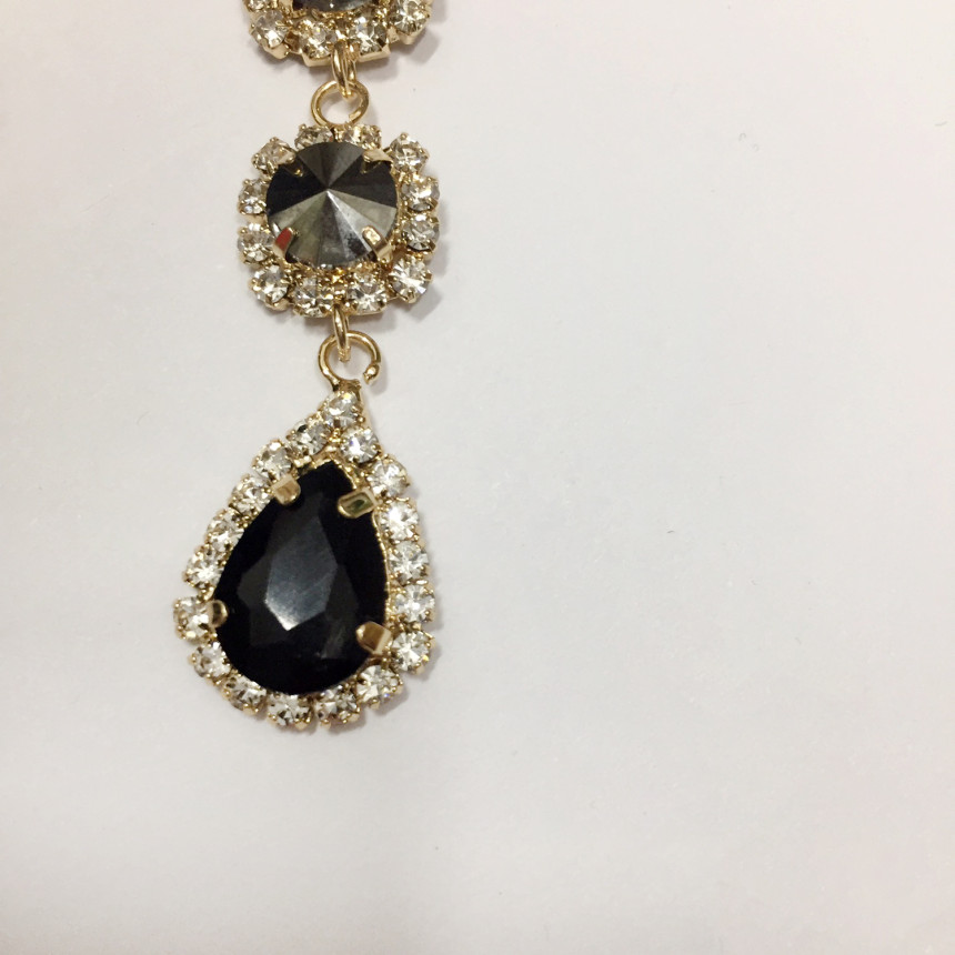 Black Crystal Cubic Drop Earrings Earrings Pearl F