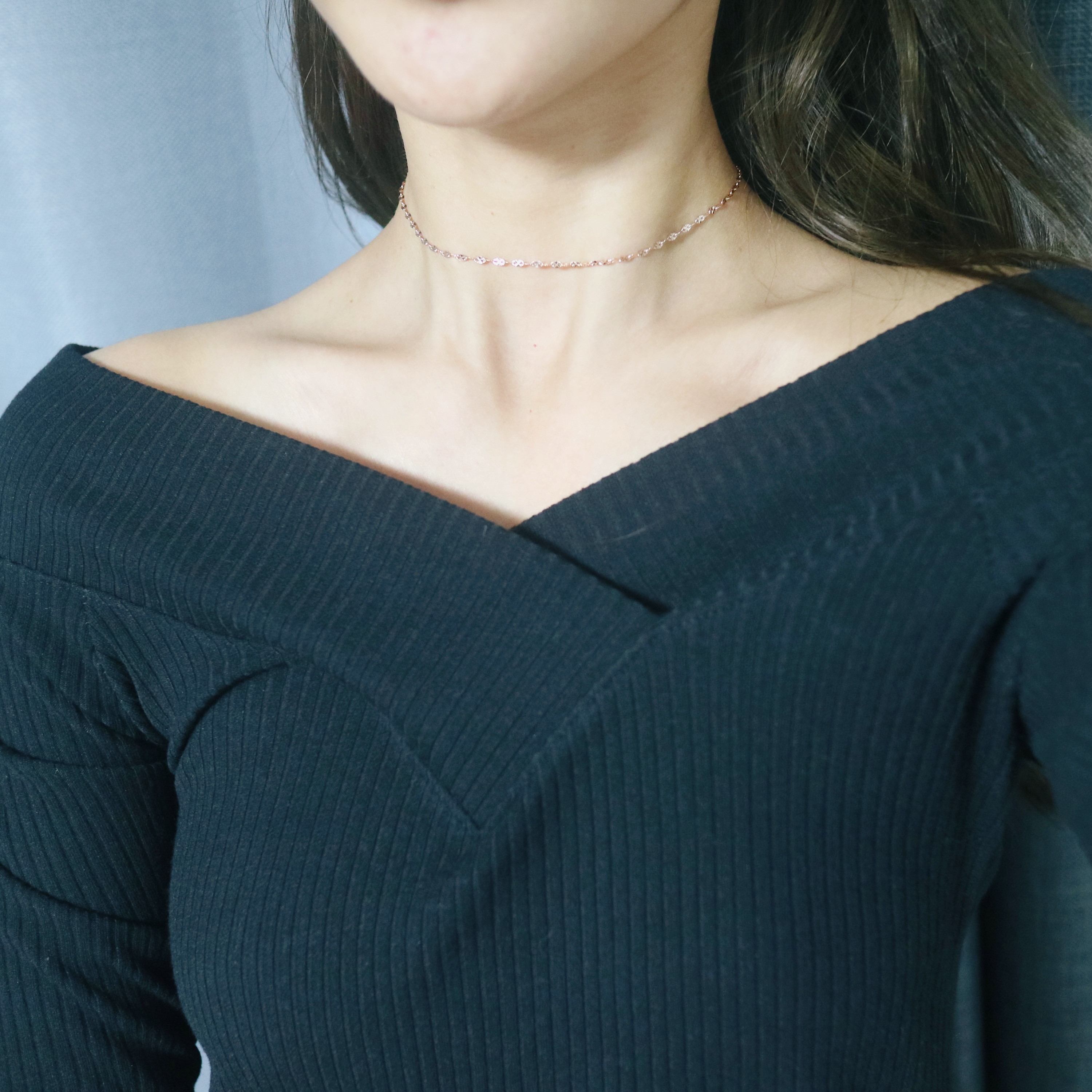 Chain Cube Choker Necklace 31 + 5cm 20's Girl&#