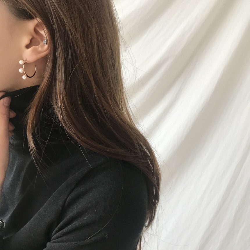 Dos Pearl Circle Earring Date Look Women's Earr