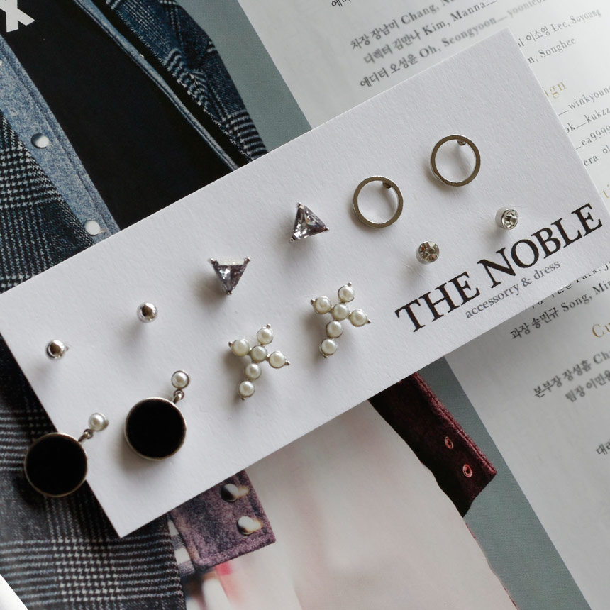 Black Velvet Mini Earrings Set Bold Modern Cubic D