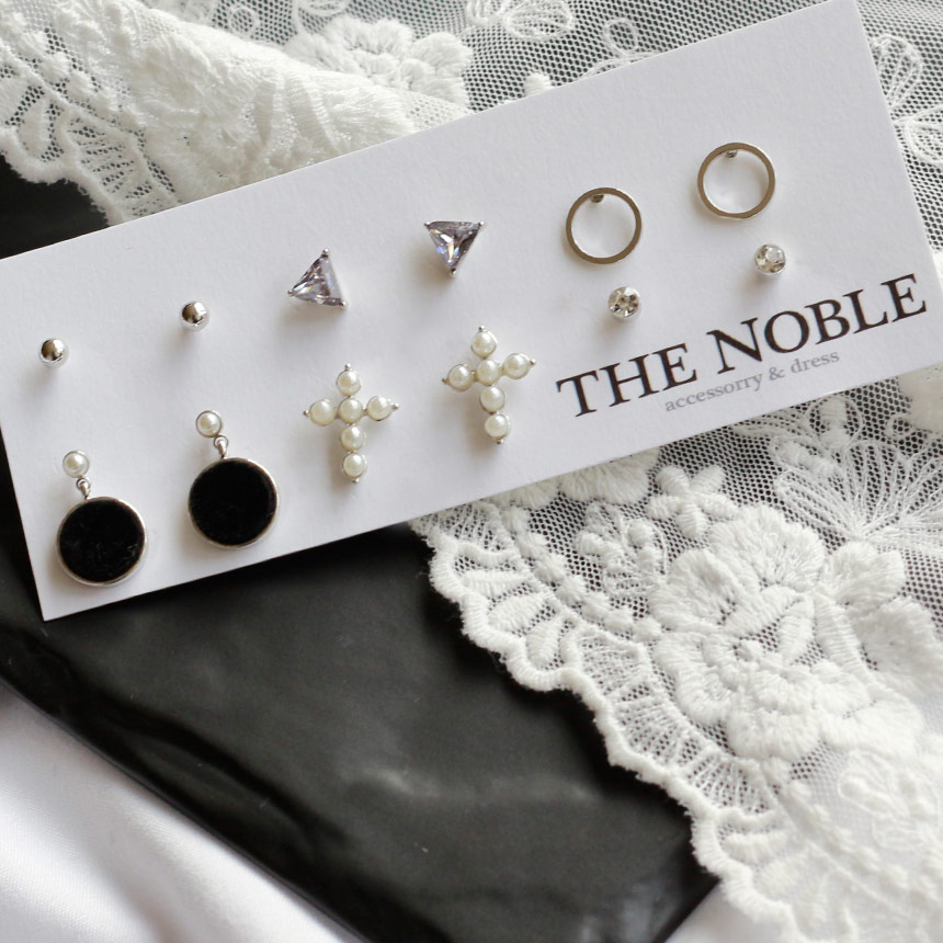 Black Velvet Mini Earrings Set Bold Modern Cubic D