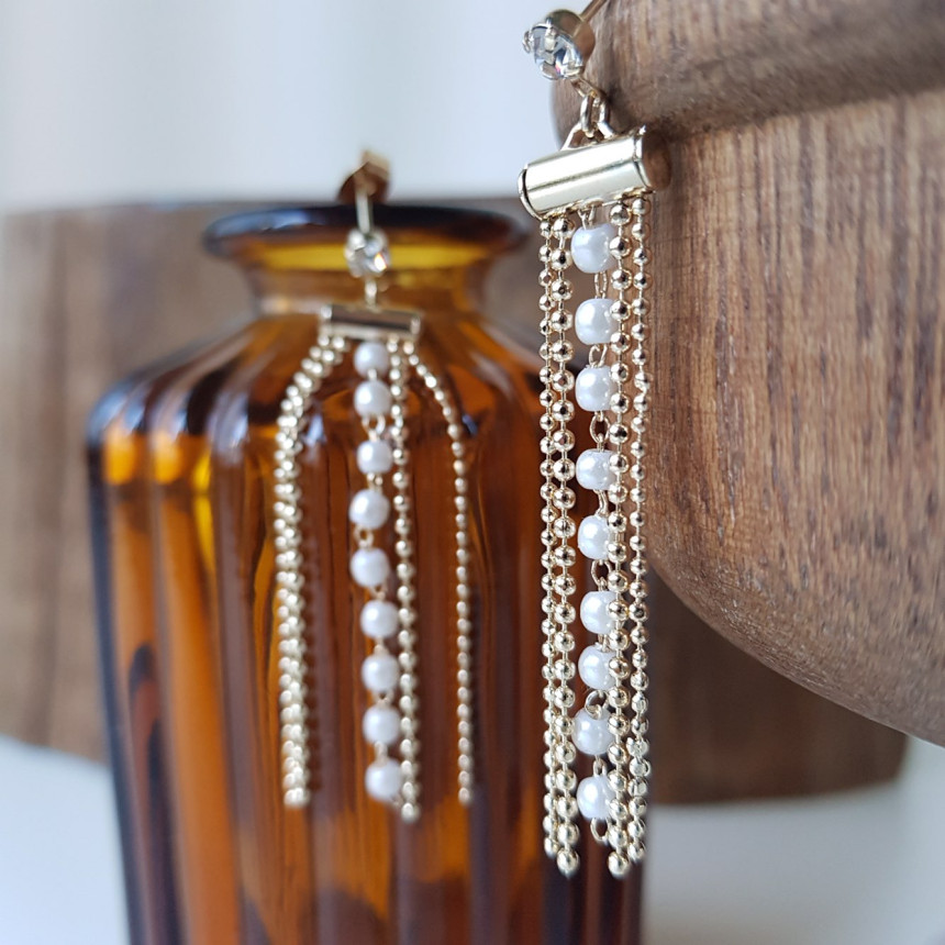 Garni cubic pearl drop earrings Daily coordination