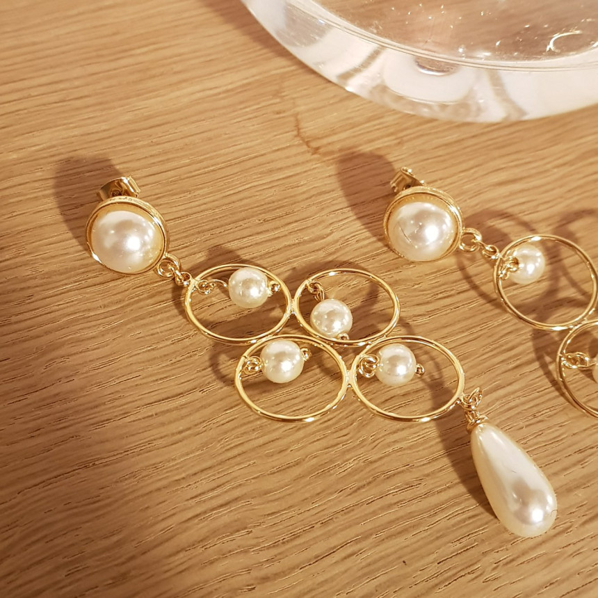 Queen Pearl Drop Earrings Classic Look Glam Sexy M