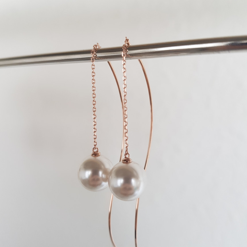 all silver Liana Wave Pearl Drop Earrings Feminine