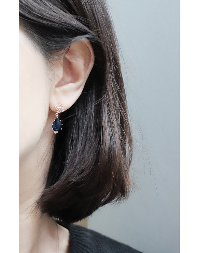 Heaven Blue Navy Cubic Earrings
