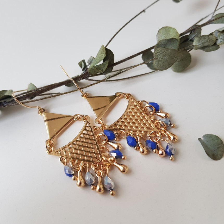 Cheek Gold Crystal Drop Earrings Feminine Style An