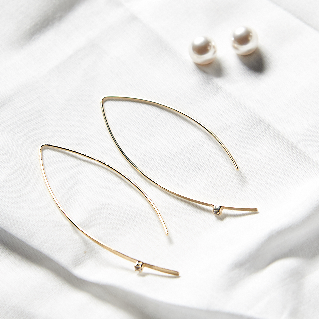 Long pearl clutch drop earrings 2type classic fash