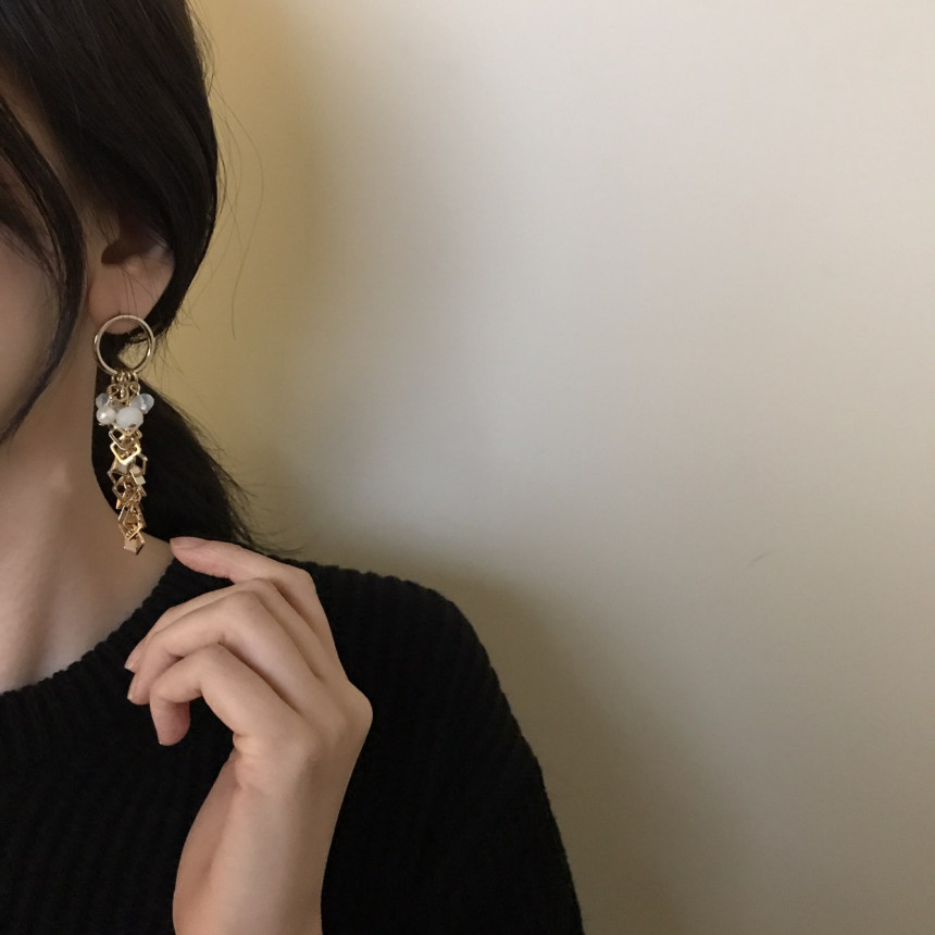 Flip Crystal Long Drop Earrings Feminine Style Unb