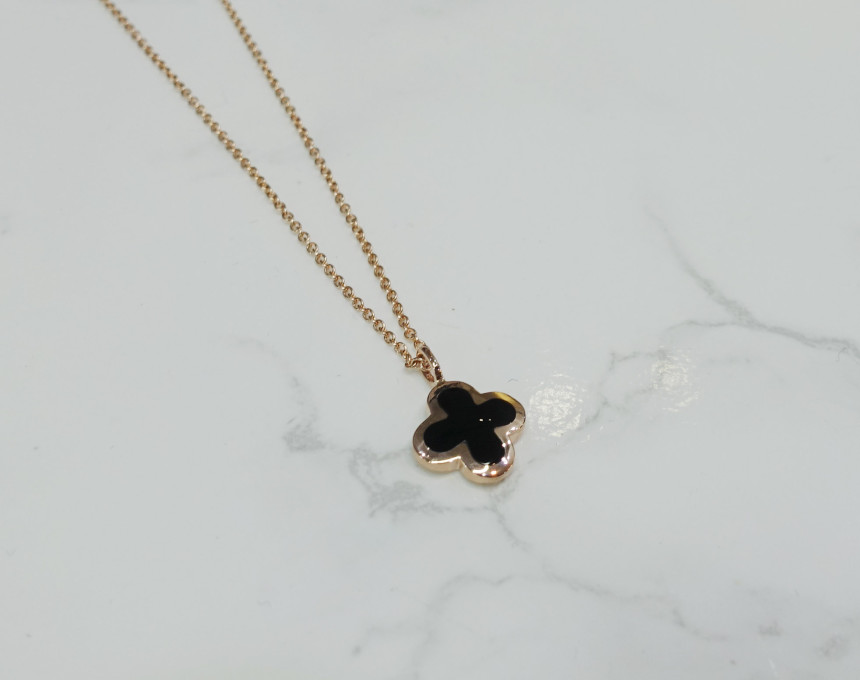 Onyx Four Leaf Clover Necklace Feminine fashionabl