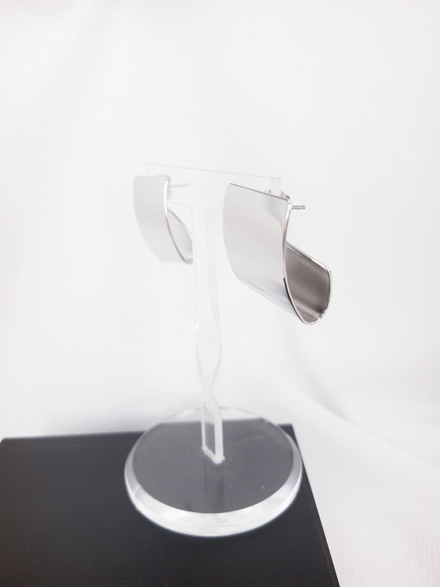 2color Bold Streamline Metal Square Earrings Retro