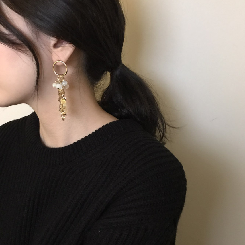 Flip Crystal Long Drop Earrings Feminine Style Unb