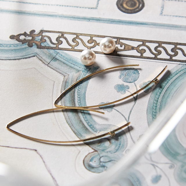 Long pearl clutch drop earrings 2type classic fash