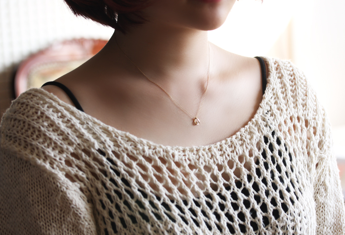 Water Drop Pendant 14k Gold Necklace Girlfriend Gi