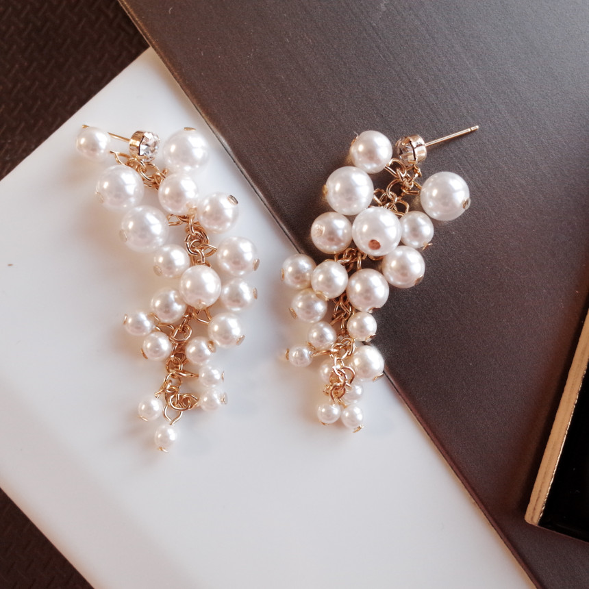 NO.71 Songyongui grape pearl earrings Stylish chic
