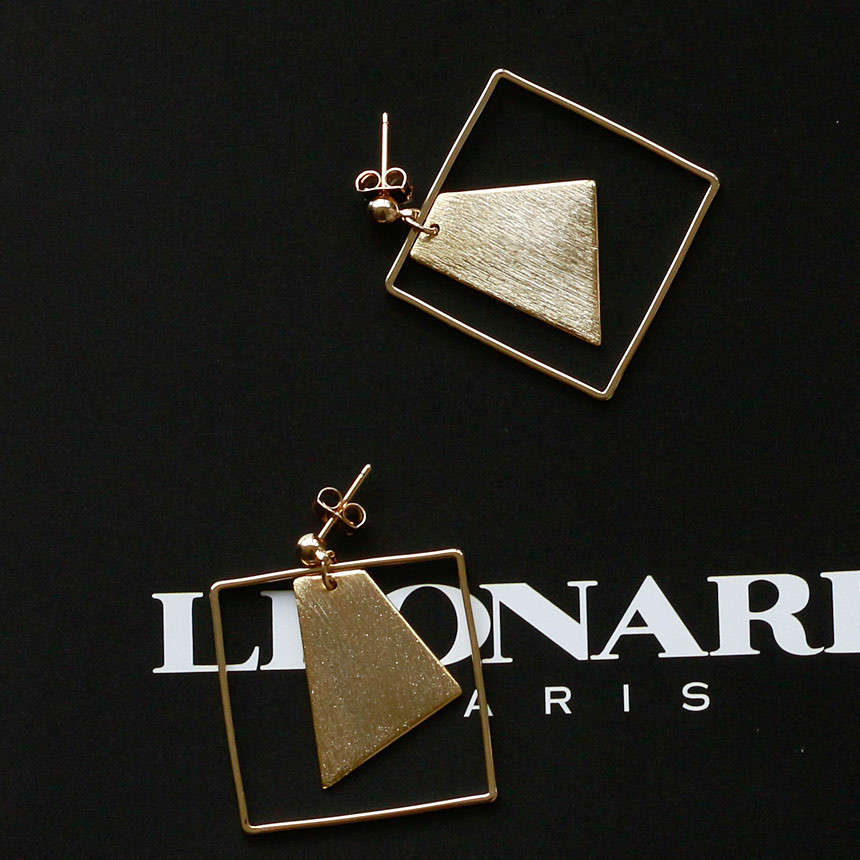 Square Gold Drop Earrings Bold Modern Girlfriend G