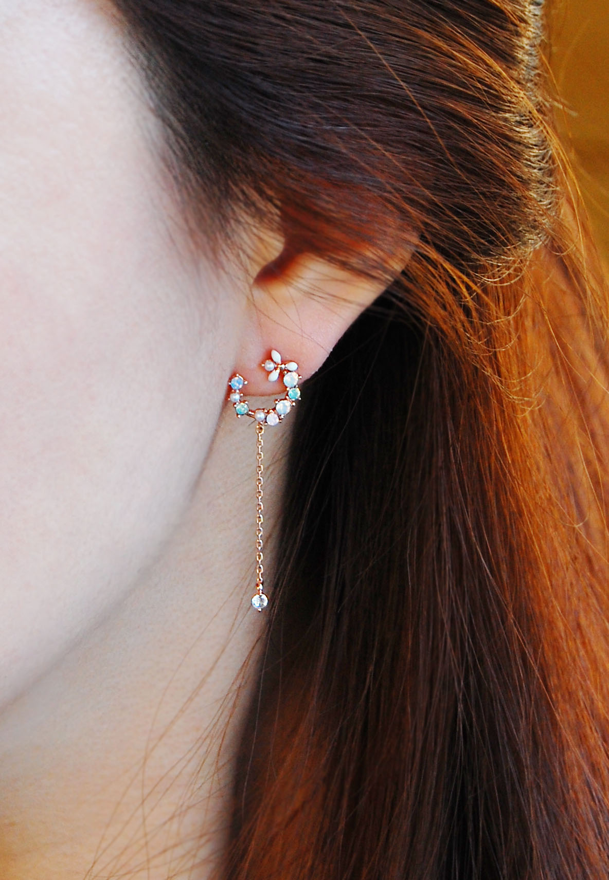 Toe Half Flower Drop Earrings tw-0020042 Wedding F