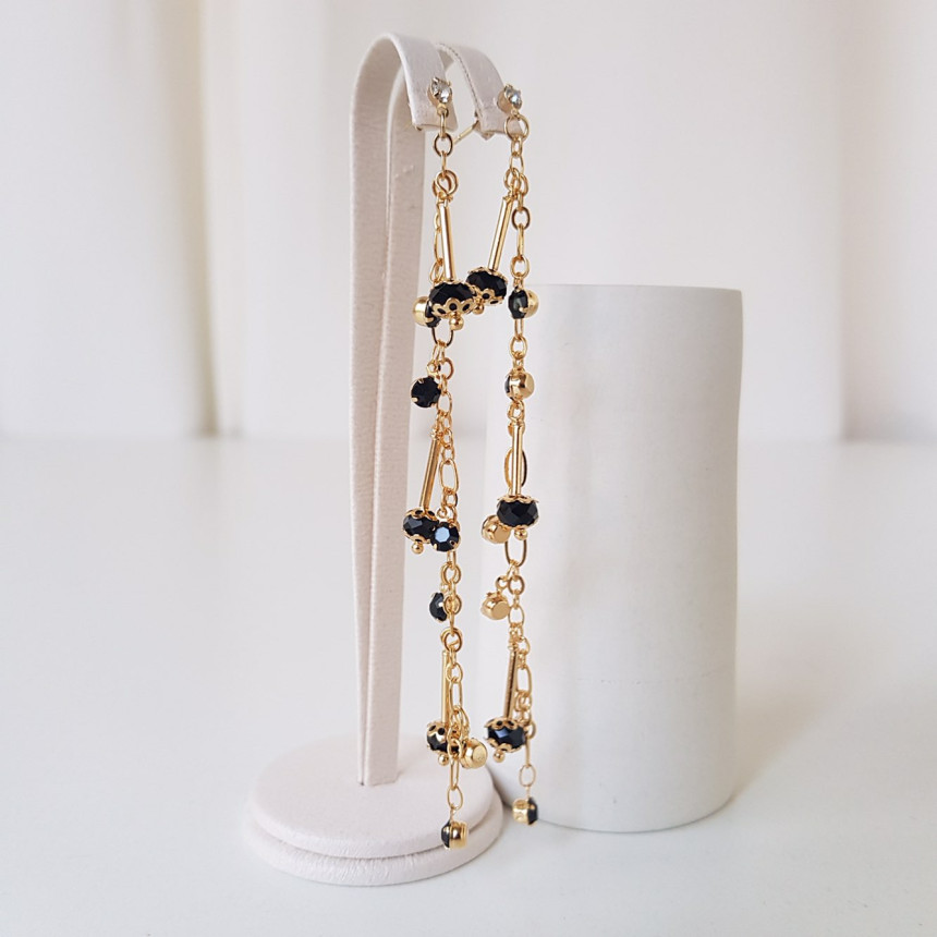 Widow Black Crystal Long Drop Earrings Modern Must