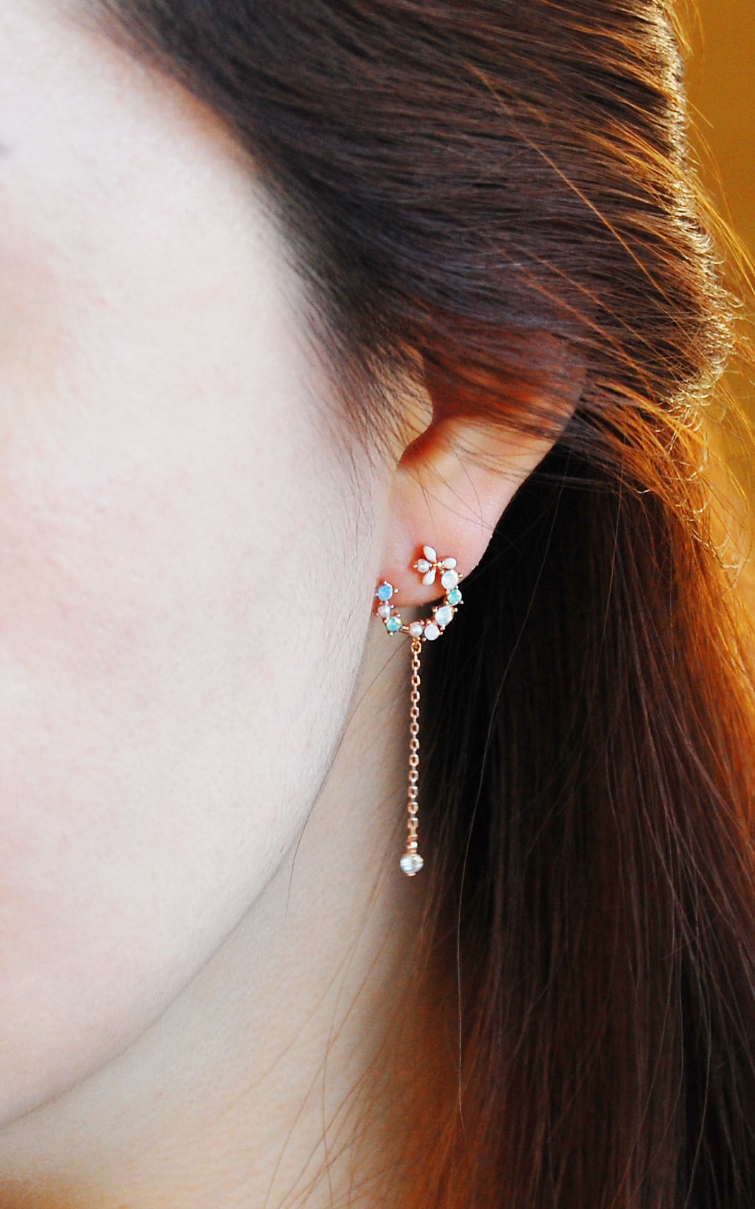 Toe Half Flower Drop Earrings tw-0020042 Wedding F