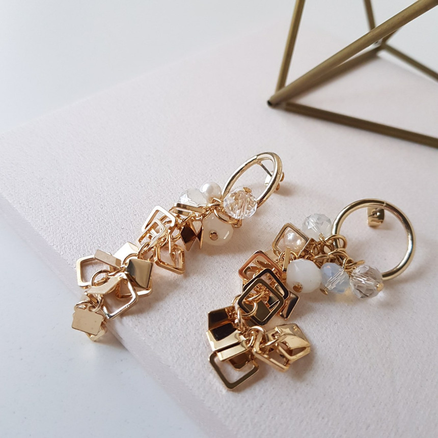 Flip Crystal Long Drop Earrings Feminine Style Unb