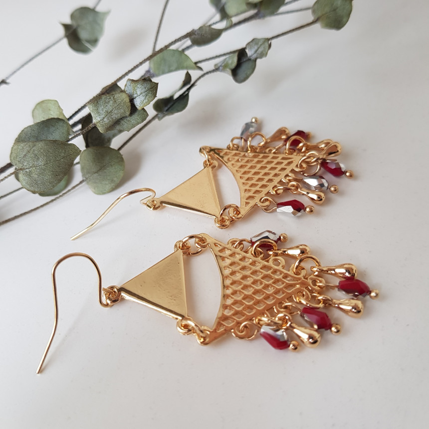 Cheek Gold Crystal Drop Earrings Feminine Style An