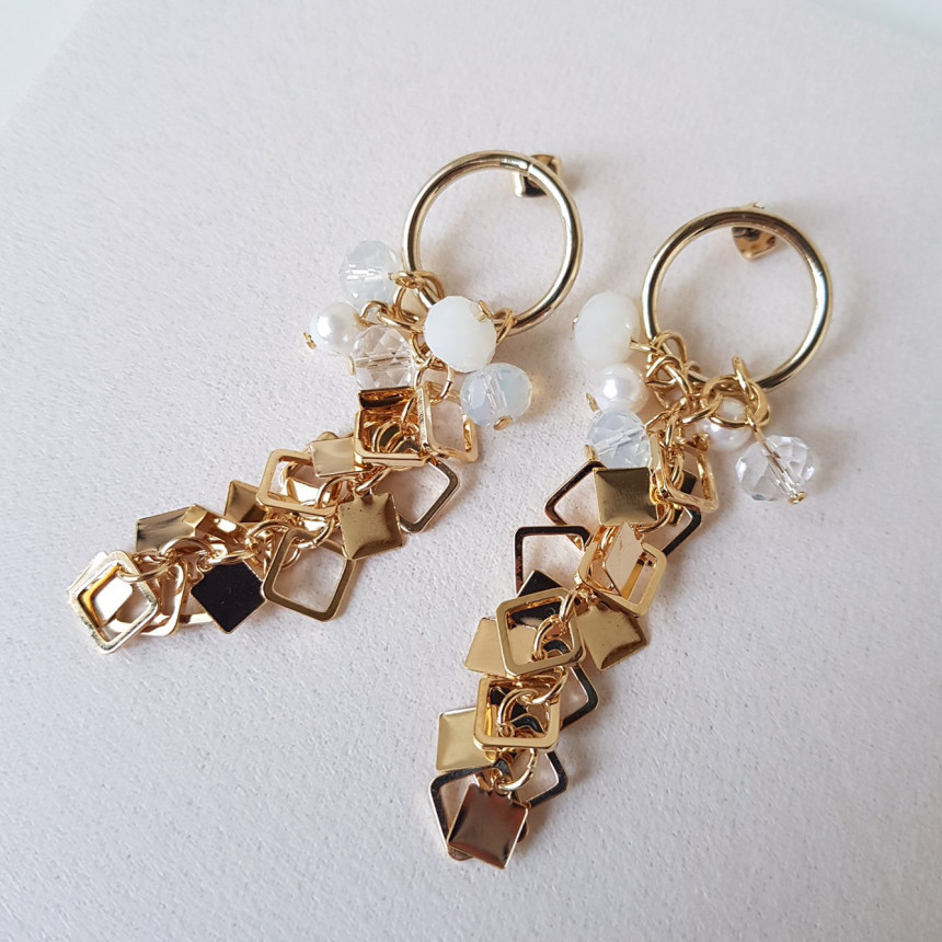 Flip Crystal Long Drop Earrings Feminine Style Unb