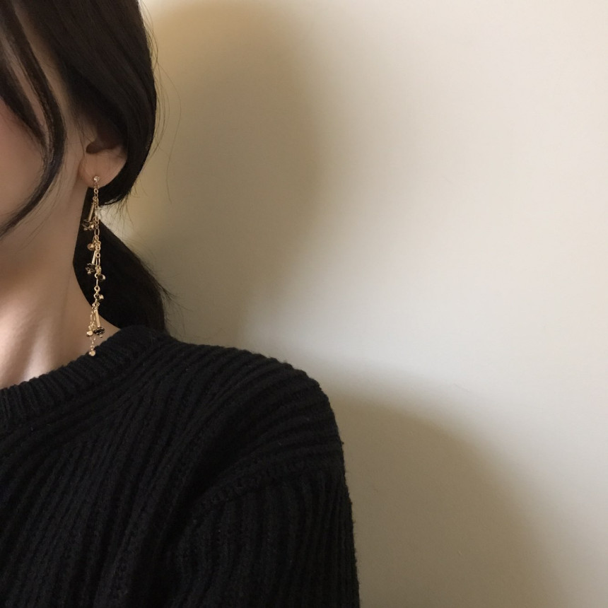 Widow Black Crystal Long Drop Earrings Modern Must