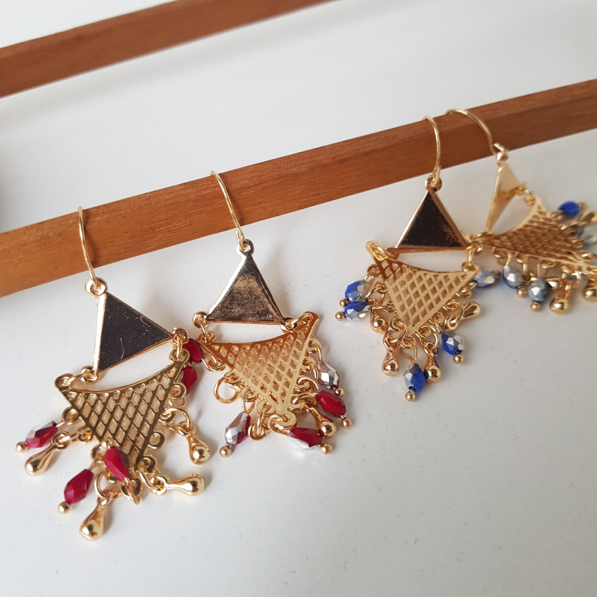 Cheek Gold Crystal Drop Earrings Feminine Style An