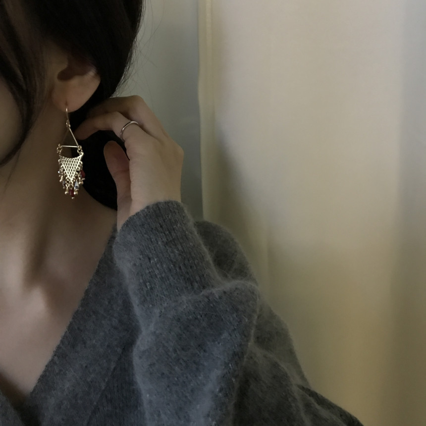 Cheek Gold Crystal Drop Earrings Feminine Style An