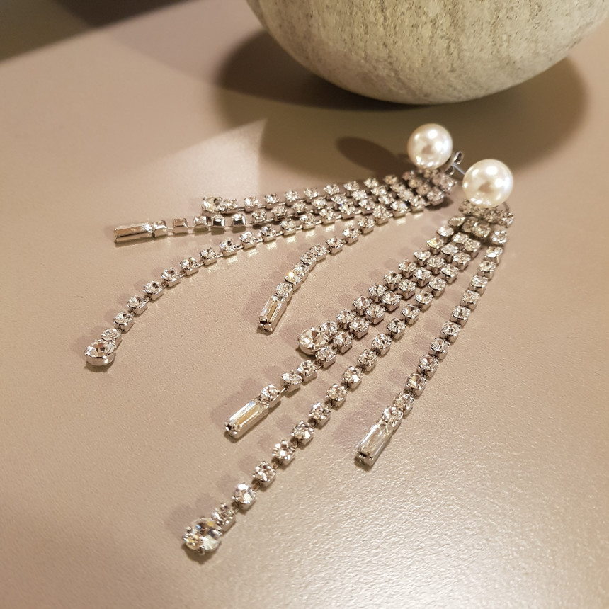 Saved Pearl Cubic Long Two Way Drop Earrings Sikh 