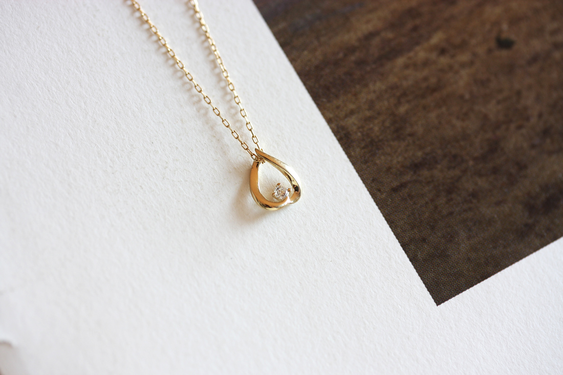Water Drop Pendant 14k Gold Necklace Girlfriend Gi