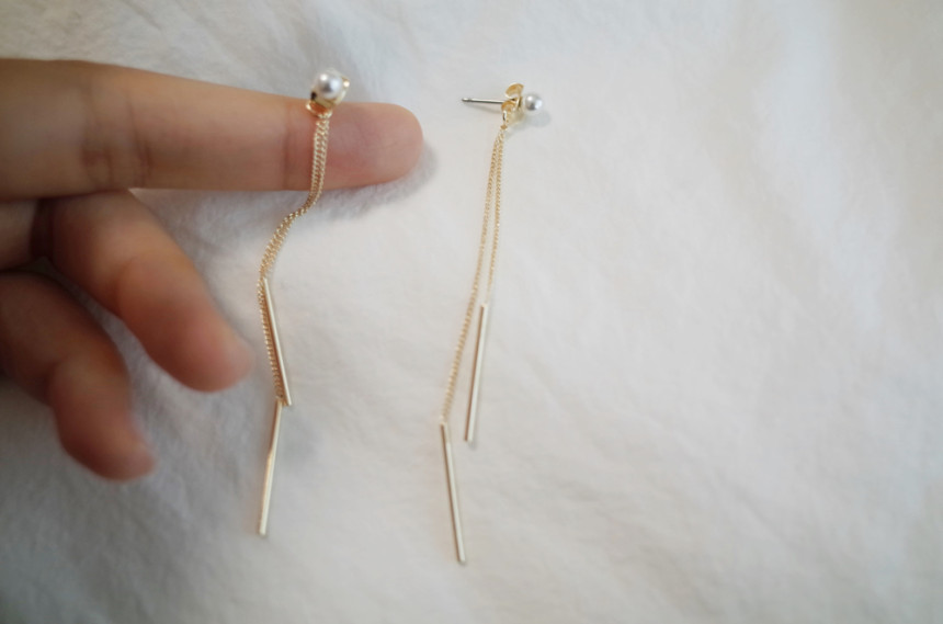Simple pearl drop earrings goddess styling shimmer