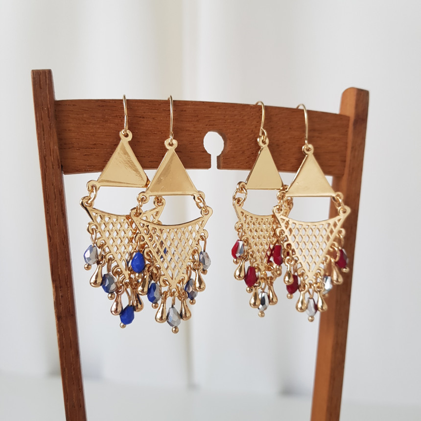 Cheek Gold Crystal Drop Earrings Feminine Style An