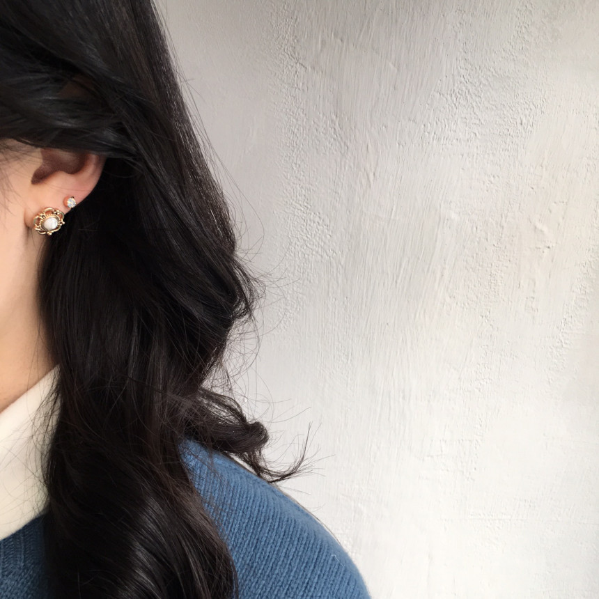 Vintage point earrings set Edging styling antique 