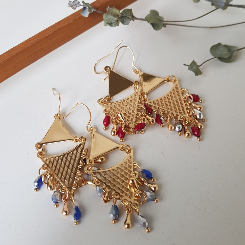 Cheek Gold Crystal Drop Earrings Feminine Style An