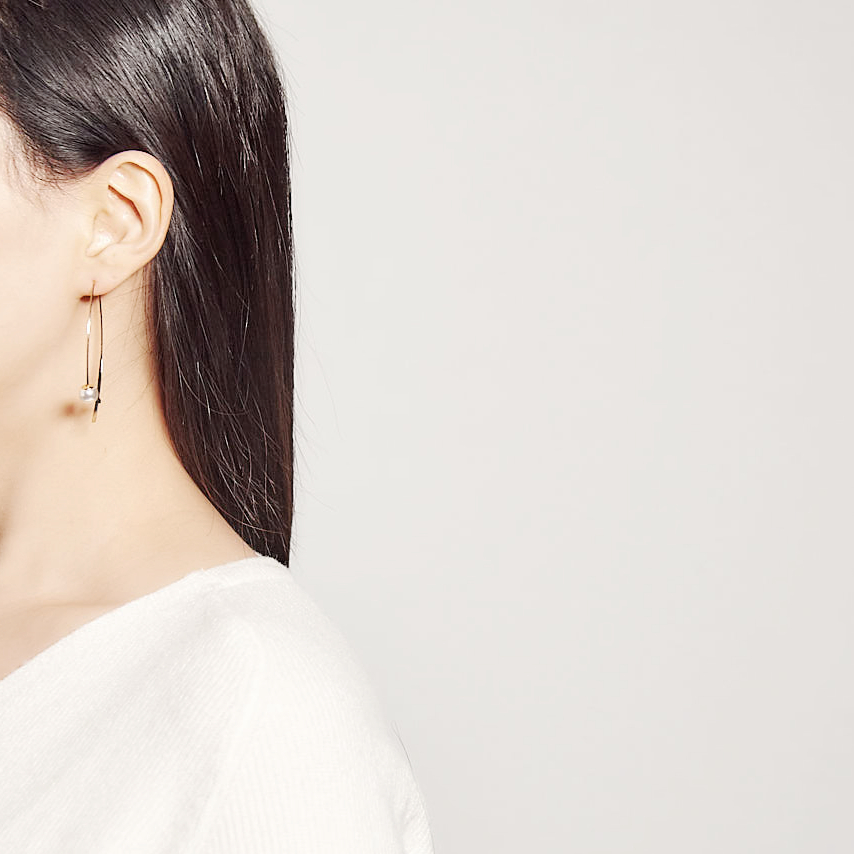 Long pearl clutch drop earrings 2type classic fash