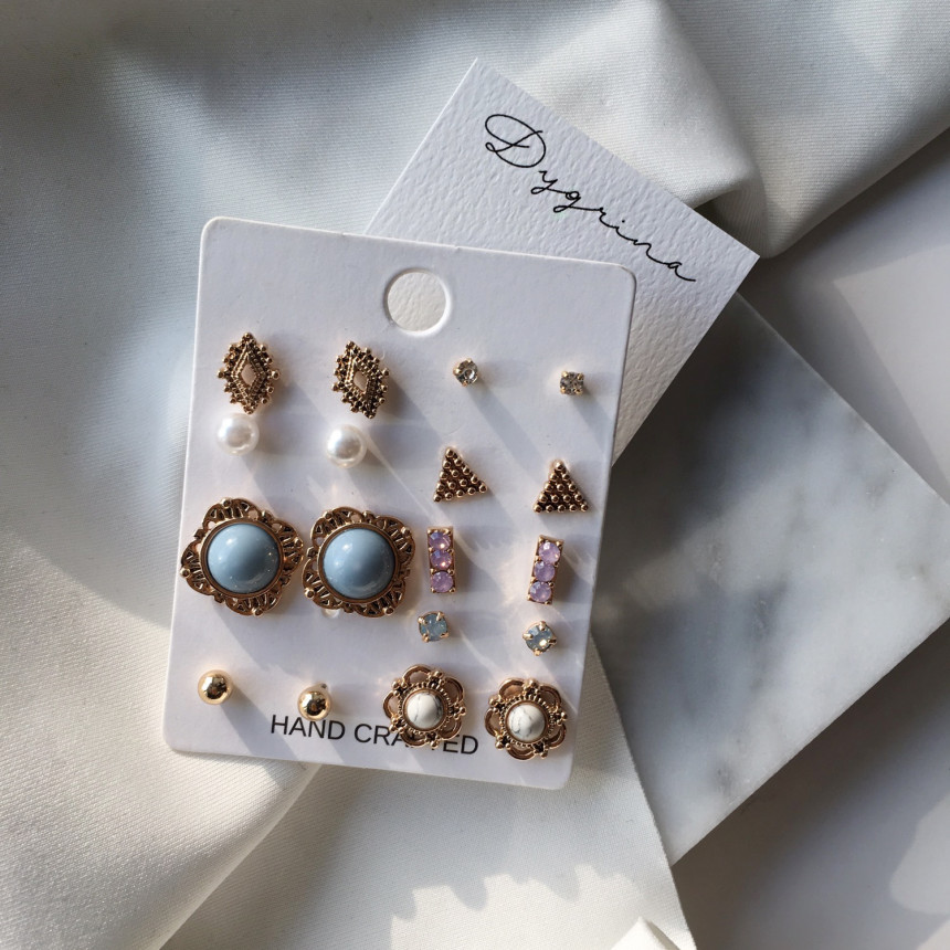 Vintage point earrings set Edging styling antique 