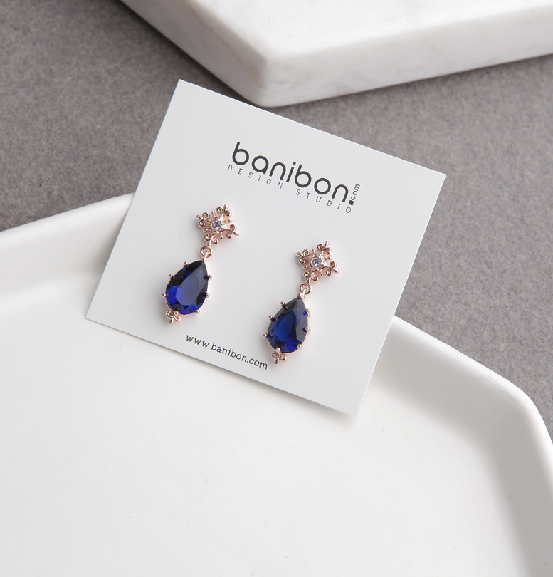 Heaven Blue Navy Cubic Earrings