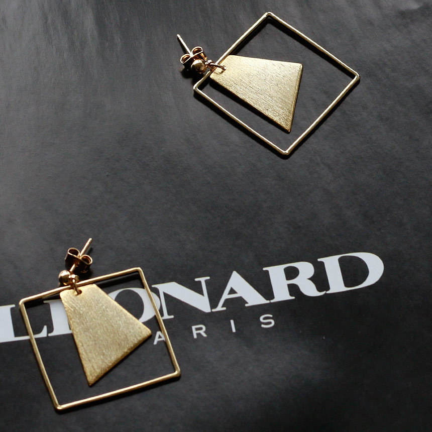 Square Gold Drop Earrings Bold Modern Girlfriend G