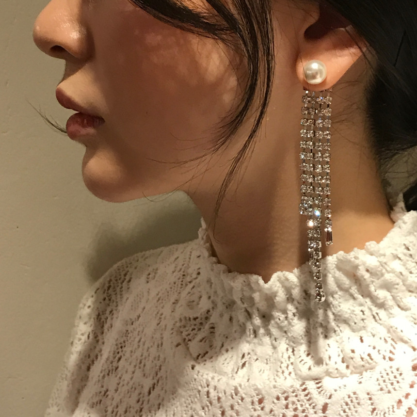 Saved Pearl Cubic Long Two Way Drop Earrings Sikh 
