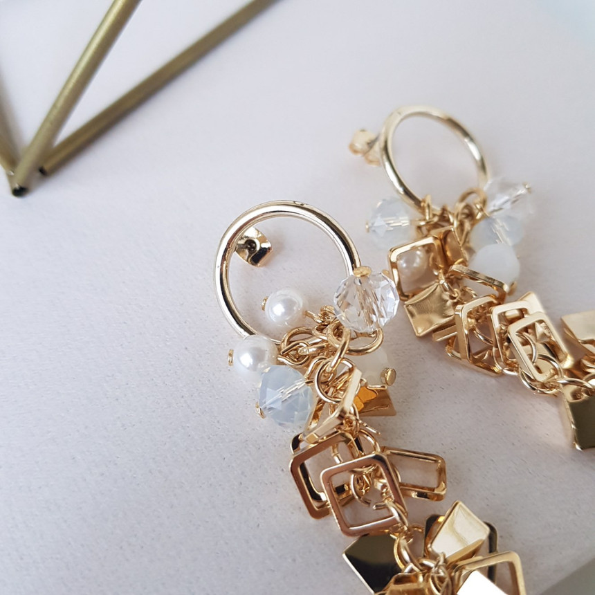 Flip Crystal Long Drop Earrings Feminine Style Unb