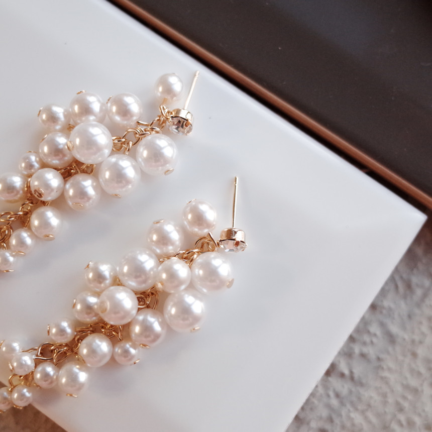 NO.71 Songyongui grape pearl earrings Stylish chic