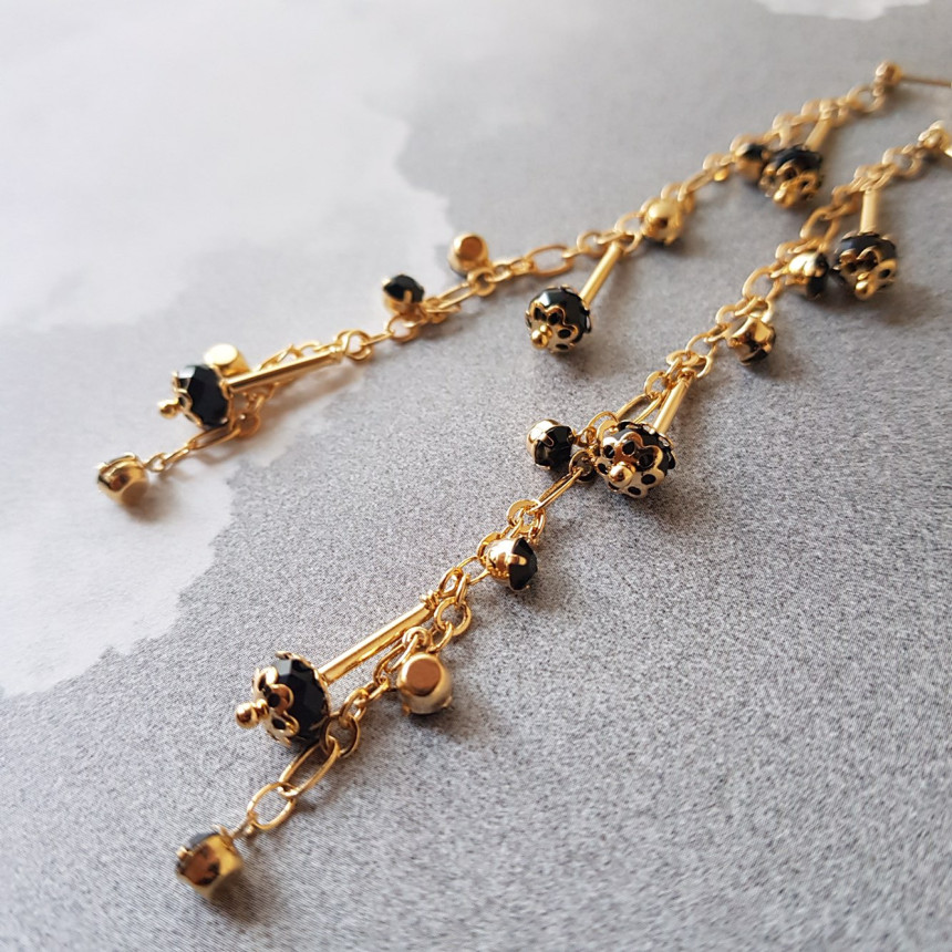 Widow Black Crystal Long Drop Earrings Modern Must