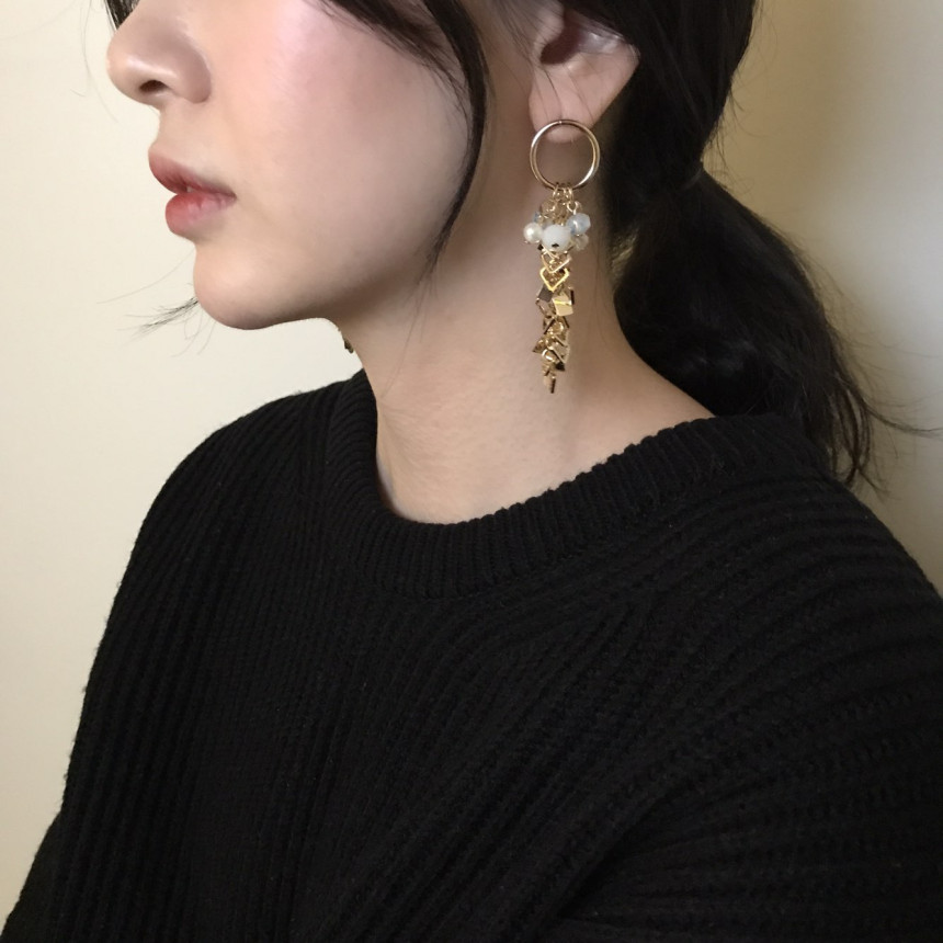 Flip Crystal Long Drop Earrings Feminine Style Unb
